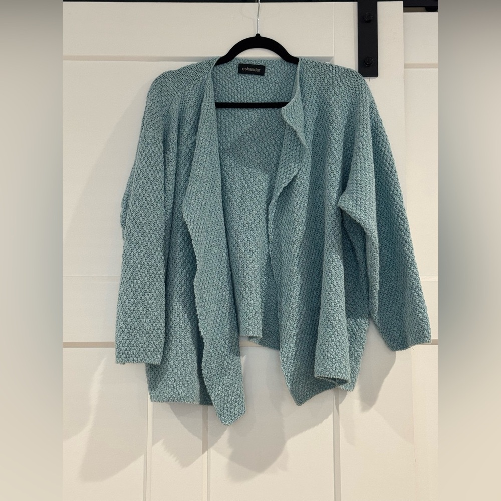Eskandar Textured Teal Cardigan